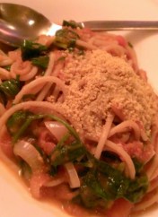 spaghetti and wheat balls